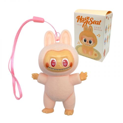 Вельветовая игрушка кукла  "LABUBU/Лабубу" движущая голова ручки ножки в коробке 16 см  мініатюра фото 1