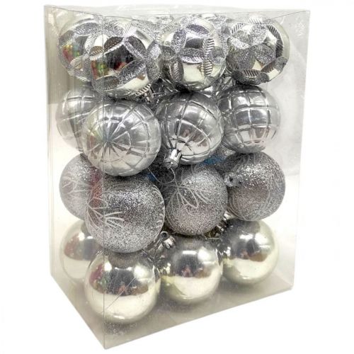 Уценка.  Новогодние украшения, 24 шт, шарики, D=5,5 см, в слюде - Повреждена упаковка  мініатюра фото 1
