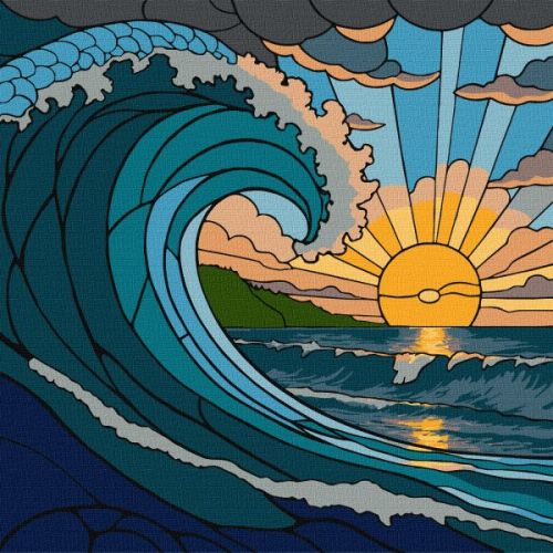 Картина за номерами - "Вітраж.  Хвиля" ©art_selena_ua, 30х30  мініатюра фото 1