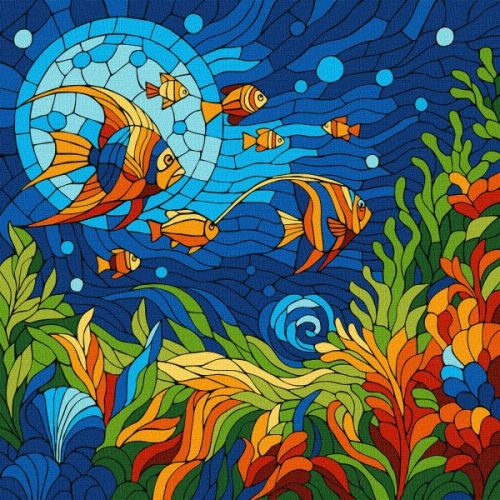 Картина за номерами - "Вітраж.  Морський світ" ©art_selena_ua, 30х30см  мініатюра фото 1