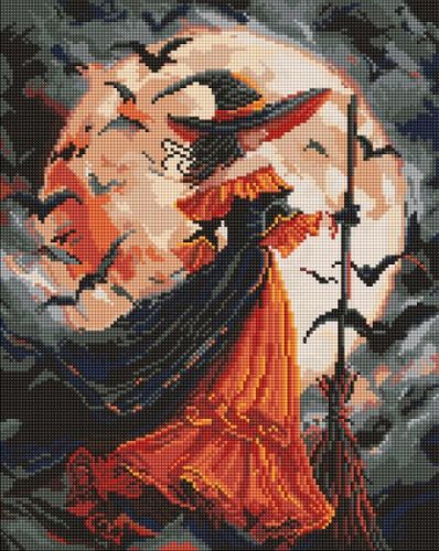 Алмазна мозаїка - "Відьма при місяці" ©art_selena_ua, 40х50см  мініатюра фото 1