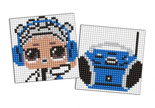 Алмазна мозаїка на магніті - "LOL і синій магнітофон", набір із 2 сюжетів, 9х9  мініатюра фото 1