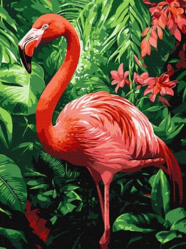 Картина за номерами - "Фламінго в тропіках" ©art_selena_ua, 30х40см  мініатюра фото 1