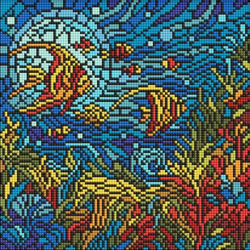 Алмазна мозаїка - "Вітраж.  Морський світ" ©art_selena_ua, 30х30см  мініатюра фото 1