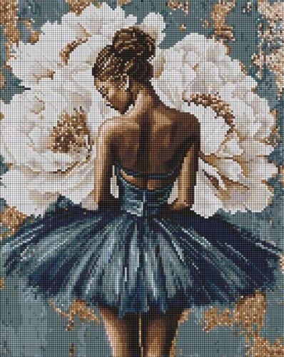 Алмазна мозаїка - "Балерина з білими півоніями" ©art_selena_ua, 40х50см  мініатюра фото 1