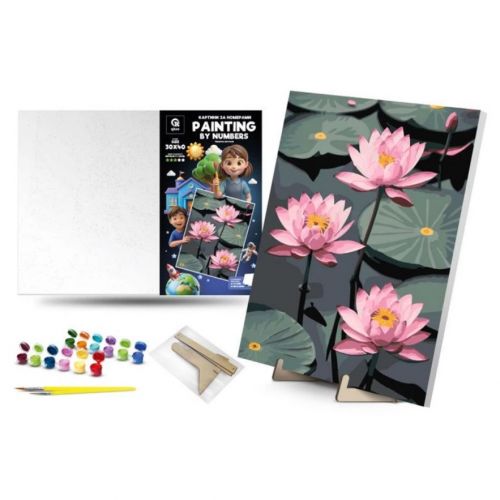 Картина по номерам "Хрупкие лотосы" (30х40 см) с деревянной подставкой  мініатюра фото 1