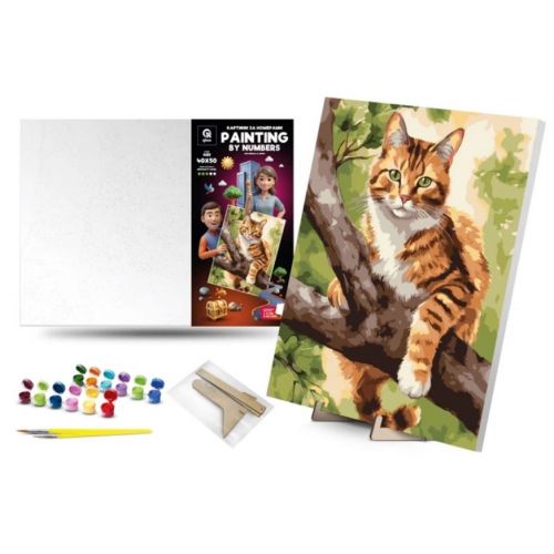 Картина по номерах 40х50 см "Мисливець на дереві" з деревʼяною підставкою  мініатюра фото 1