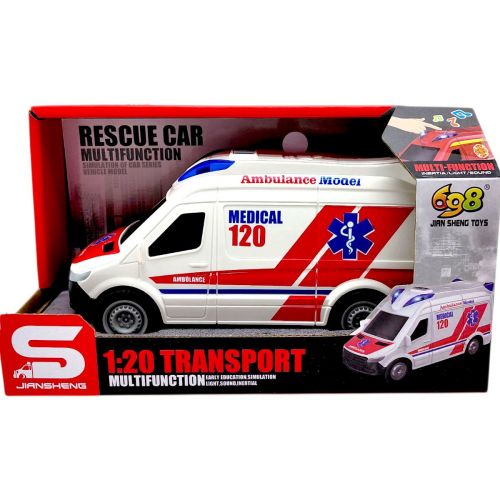 Машина інерційна "Швидка допомога" (озвучена, зі світлом, в коробці р. 24x11,2x12,2 см)  мініатюра фото 1