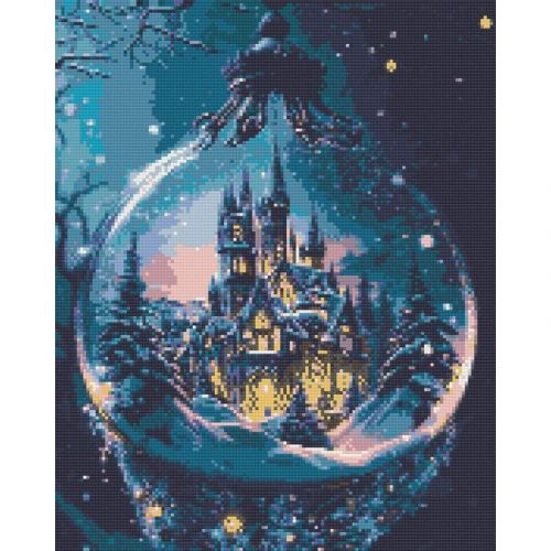 Алмазна мозаїка "Новорічний палац.  Зима" 40х50 см  мініатюра фото 1
