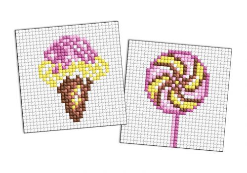 Алмазна мозаїка на магніті - "Морозиво і льодяник", набір із 2 сюжетів, 9х9см  мініатюра фото 1