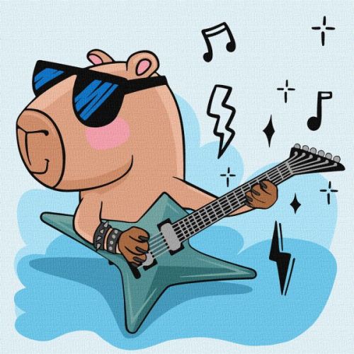 Картина за номерами - "Капібара рок-зірка", 30х30см  мініатюра фото 1