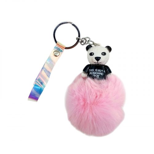 Брелок ПАНДА З МІХОВОЮ КУЛЬКОЮ (РОЖЕВИЙ)  мініатюра фото 1