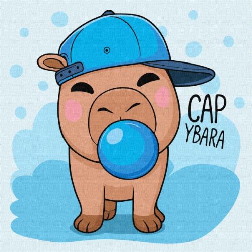 Картина за номерами - "Капібара і жуйка", 30х30см  мініатюра фото 1