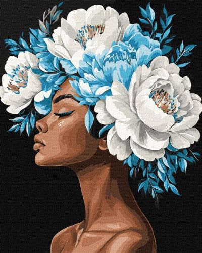 Картина за номерами - "Блакитна гармонія" з фарбами металік extra ©victoria_art___, 40х50см  мініатюра фото 1