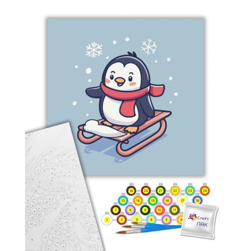 Картина по номерам "Малюк на санчатах" 30х30 см  мініатюра фото 1