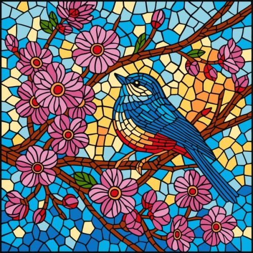 Картина за номерами - "Вітраж.  Синиця" ©art_selena_ua, 30х30см  мініатюра фото 1