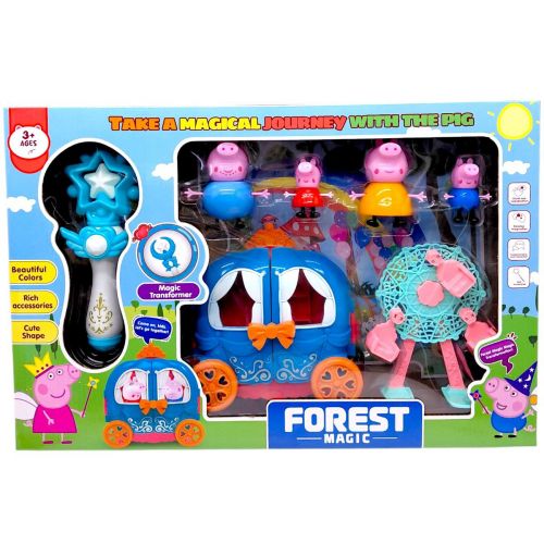 Набір героїв 4 свинки З КАРЕТОЮ (БІРЮЗОВОЮ)  мініатюра фото 1