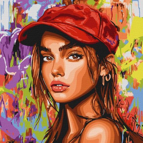 Картина за номерами - "Сучасна Червона шапочка" ©art_selena_ua, 40х40см  мініатюра фото 1