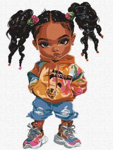 Картина за номерами - "Яскрава модниця" ©art_selena_ua, 30х40см  мініатюра фото 1