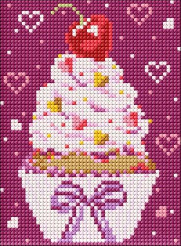 Алмазна мозаїка без підрамника - "Апетитне тістечко" ©Mariia Davydova, 15х20см  мініатюра фото 1