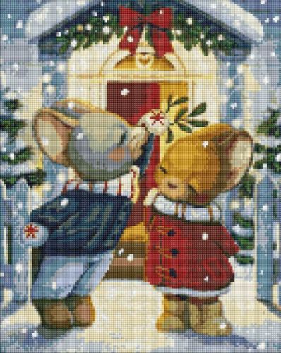 Алмазна мозаїка - "Під омелою" з голограмними стразами (AB) ©tanya_bonya, 40х50см  мініатюра фото 1