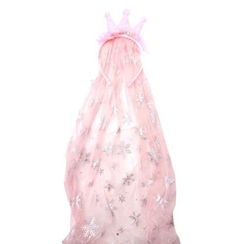 Новорічний обруч "Корона з фатином" рожевий 69 см  мініатюра фото 1