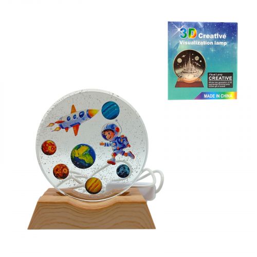 Нічник плоский скляний Хлопчик серед планет  мініатюра фото 1