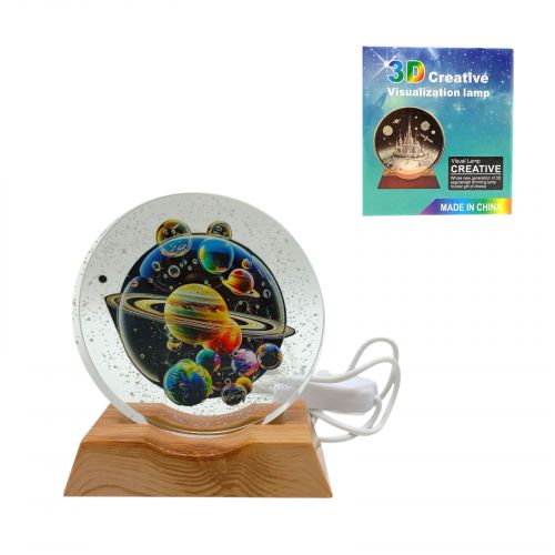 Нічник плоский скляний Планети 8 см  мініатюра фото 1