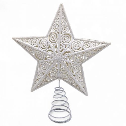 Верхівка для ялинки "Зірка", біла 23 см  мініатюра фото 1