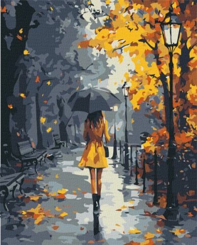 Картина за номерами - Під осінньою зливою 40х50  мініатюра фото 1
