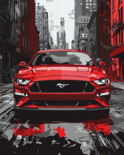 Картина за номерами - Червоний мустанг 40х50 см  мініатюра фото 1