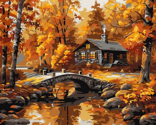 Картина за номерами - Селище над річкою 40х50 см.  мініатюра фото 1