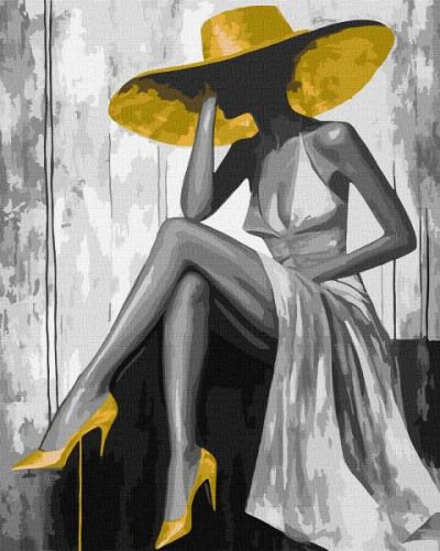 Картина за номерами - Золота дама з фарбами металік extra 40х50 см.  мініатюра фото 1