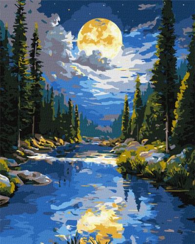 Картина за номерами - Під гірським потоком з фарбами металік 40х50 см.  мініатюра фото 1