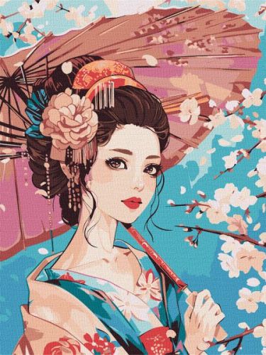 Картина за номерами - Японська красуня 30х40 см.  мініатюра фото 1