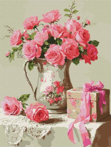 Картина за номерами - Рожевий подарунок 30х40 см.  мініатюра фото 1