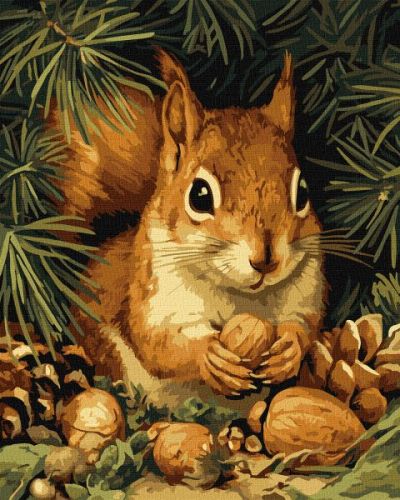 Картина за номерами - Білочка та горішки 40х50 см.  мініатюра фото 1