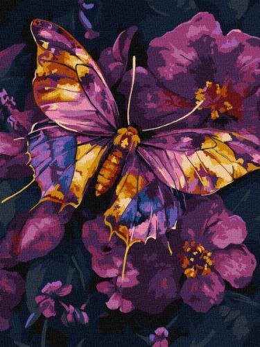 Картина за номерами - Золотий метелик з фарбами металік extra 30х40 см.  мініатюра фото 1