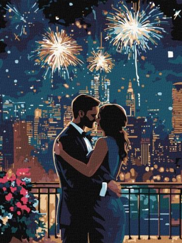 Картина за номерами - Мить кохання з фарбами металік extra 30х40 см.  мініатюра фото 1