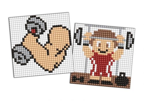 Алмазна мозаїка на стікері - "Спорт.  Силач", набір із 2 сюжетів, 9х9см  мініатюра фото 1