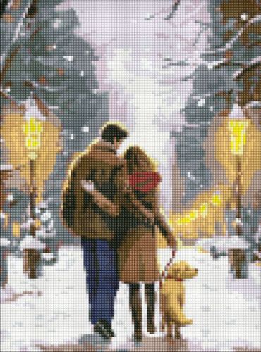 Алмазна мозаїка без підрамника - "Сімейна прогулянка" з голограмними стразами (AB) ©art_selena_ua, 30х40см  мініатюра фото 1