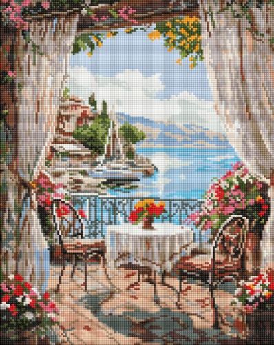 Алмазна мозаїка - "Літня тераса" ©art_selena_ua, 40х50см  мініатюра фото 1