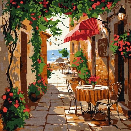 Картина за номерами - "Кав'ярня з вінтажними меблями" ©art_selena_ua, 30х30см  мініатюра фото 1