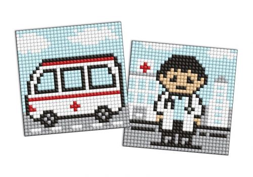 Алмазна мозаїка на стікері - "Професії.  Лікар", набір із 2 сюжетів, 9х9см  мініатюра фото 1