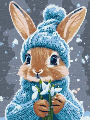 Картина за номерами - "Кролик з підсніжниками" ©art_selena_ua, 30х40см  мініатюра фото 1