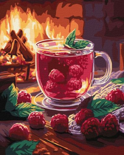 Картина за номерами - "Малиновий чай" ©art_selena_ua, 40х50см  мініатюра фото 1