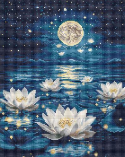 Алмазна мозаїка - "Лотос під сяйвом" ©art_selena_ua, 40х50см  мініатюра фото 1