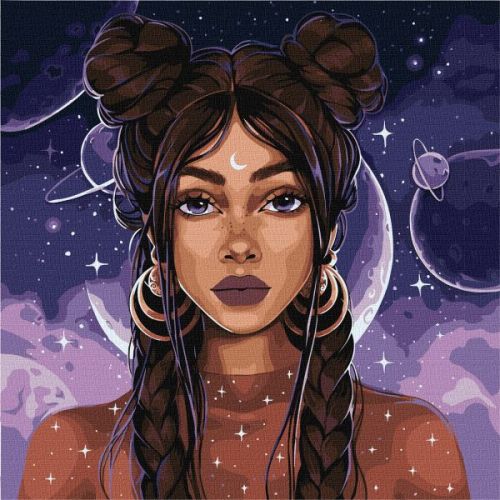 Картина за номерами - Космічна дівчина 40х40 см.  мініатюра фото 1