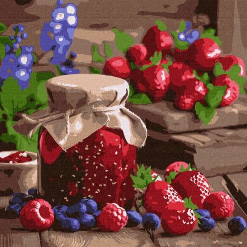 Картина за номерами - Малинове варення 40х40 см.  мініатюра фото 1