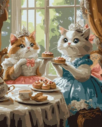 Картина за номерами - Вечірка котячих леді 40х50 см.  мініатюра фото 1